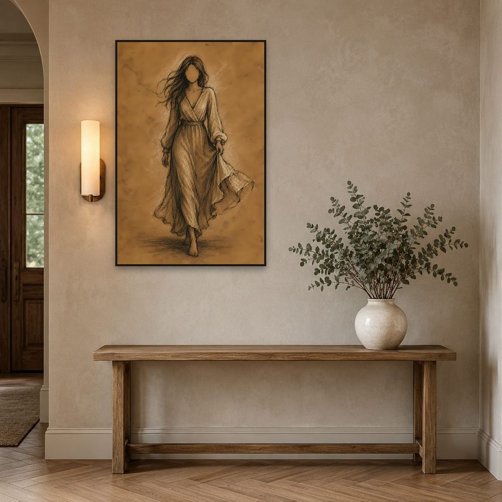 Flowing Dress Sketch — animals wall art print by Brunelvi — view 3