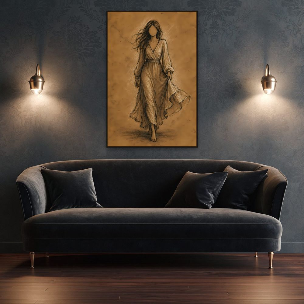 Flowing Dress Sketch — animals wall art print by Brunelvi — view 4