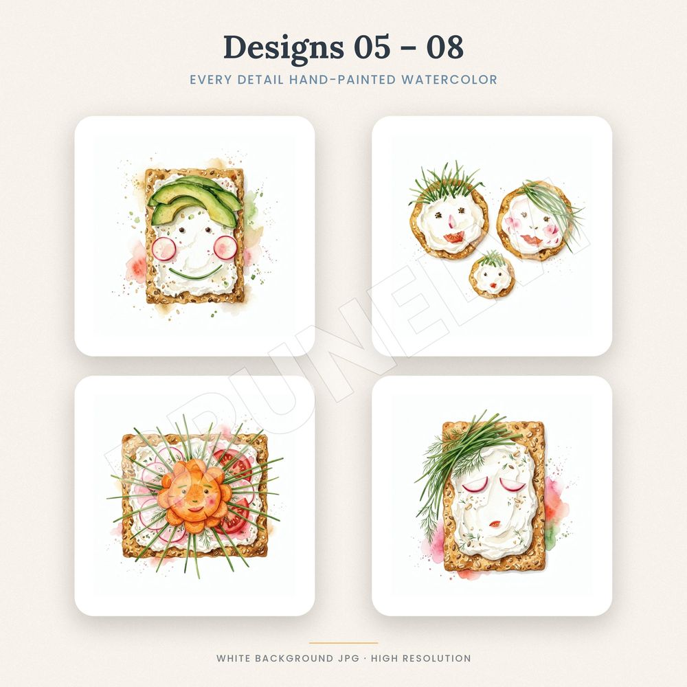 Funny Food Faces Clipart Set — jpg bundles (white bg) clipart by Brunelvi — view 4