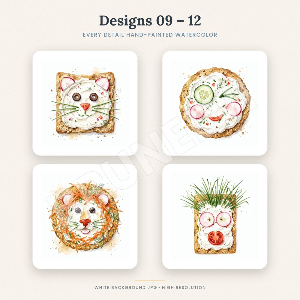 Funny Food Faces Clipart Set — jpg bundles (white bg) clipart by Brunelvi — view 5