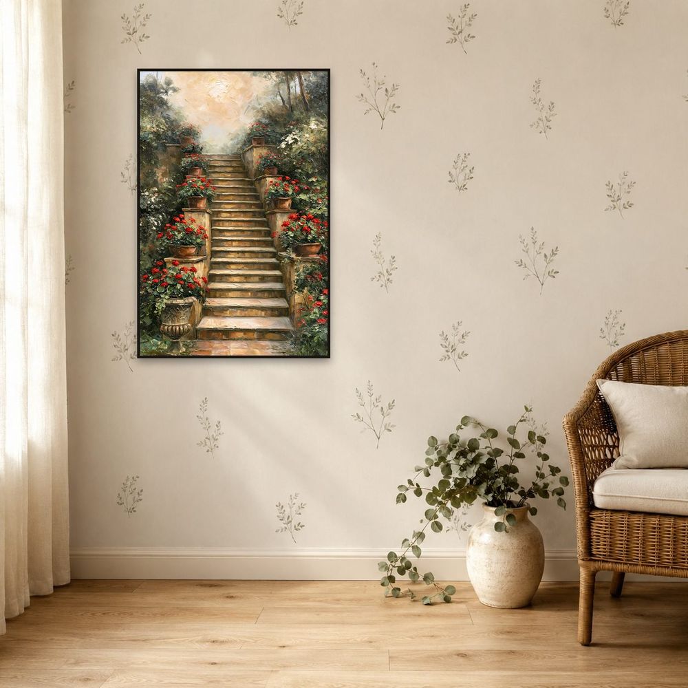Geranium Garden Stairs — florals wall art print by Brunelvi — view 5