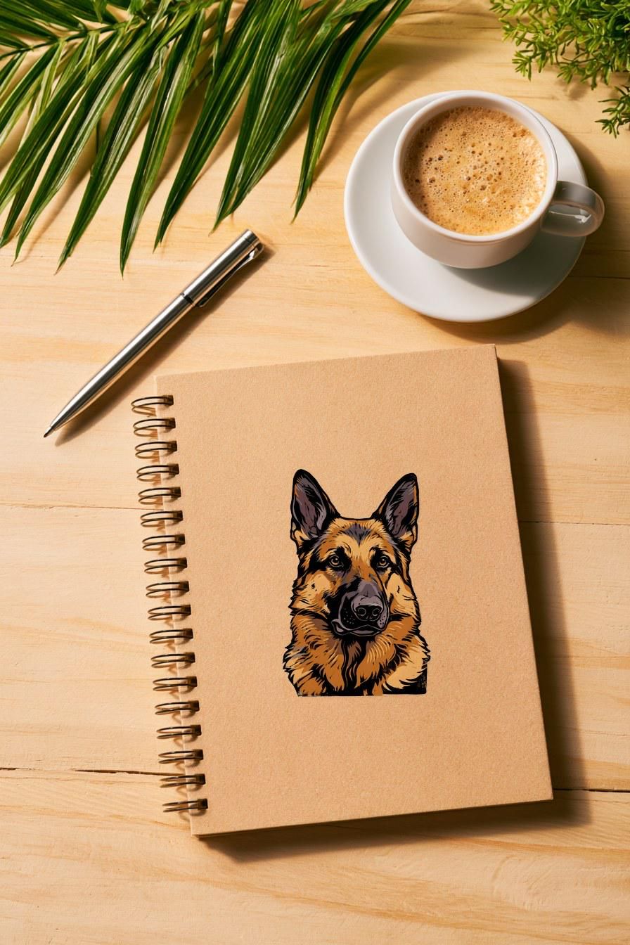 German Shepherd Linocut Clipart — animal clipart clipart by Brunelvi — view 4