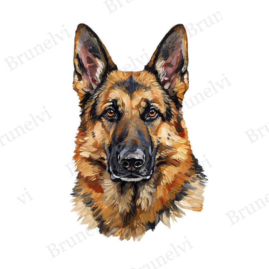 German Shepherd Oil Painting Clipart — animal clipart clipart by Brunelvi