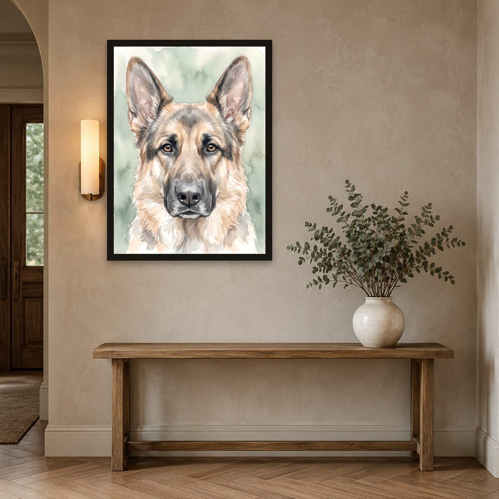 German Shepherd watercolor painting wall art by Brunelvi — Ansicht 2