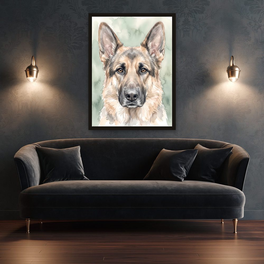 German Shepherd watercolor painting wall art by Brunelvi — Ansicht 3