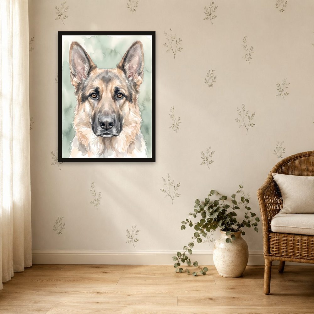 German Shepherd watercolor painting wall art by Brunelvi — Ansicht 4