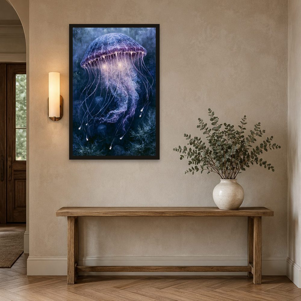 Glowing Jellyfish impasto oil painting wall art by Brunelvi — Ansicht 2