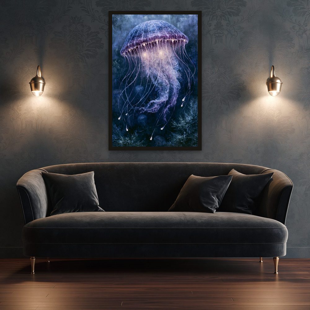 Glowing Jellyfish impasto oil painting wall art by Brunelvi — Ansicht 3