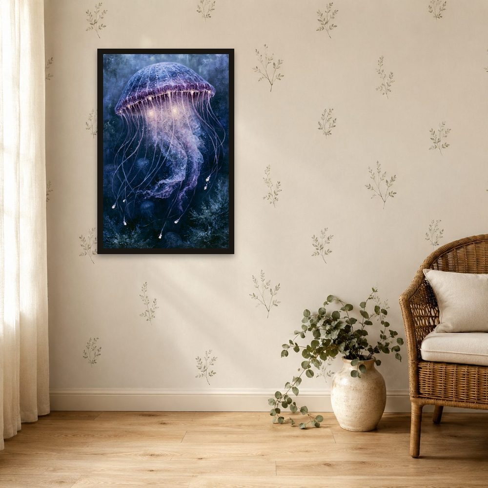 Glowing Jellyfish impasto oil painting wall art by Brunelvi — Ansicht 4