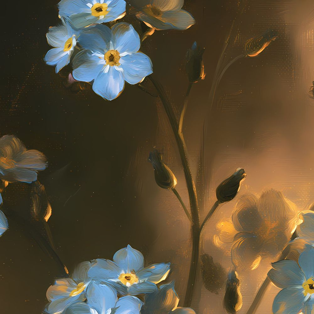 Golden Forget Me Not — florals wall art print by Brunelvi — view 2