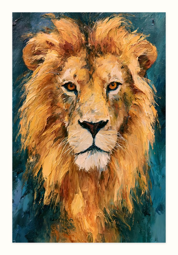 Golden Lion impasto oil painting wall art by Brunelvi