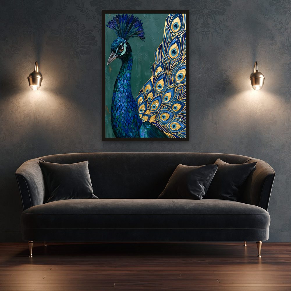Golden Peacock impasto oil painting wall art by Brunelvi — Ansicht 3