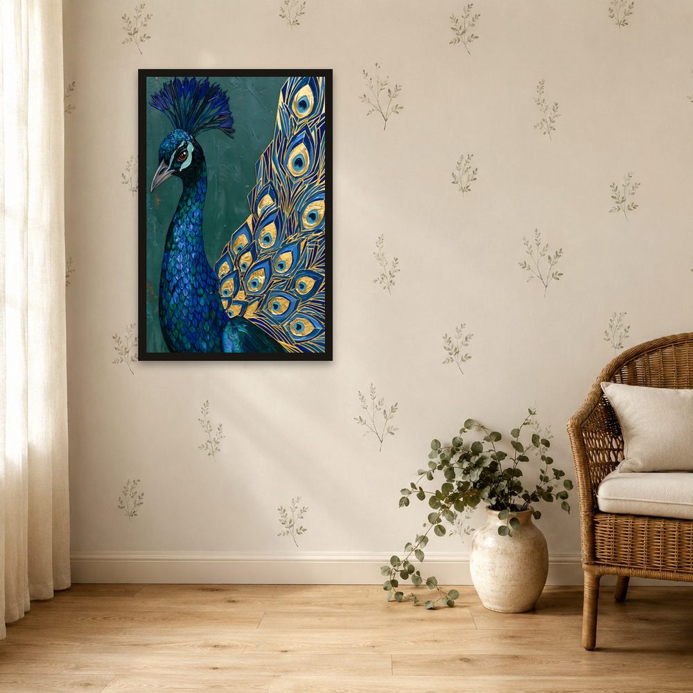 Golden Peacock impasto oil painting wall art by Brunelvi — Ansicht 4