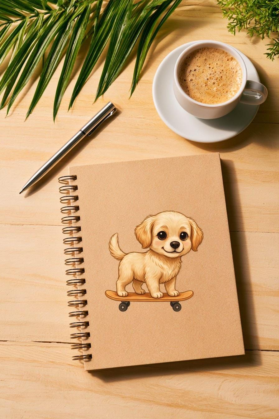 Golden Puppy Skateboard Clipart — animal clipart clipart by Brunelvi — view 4