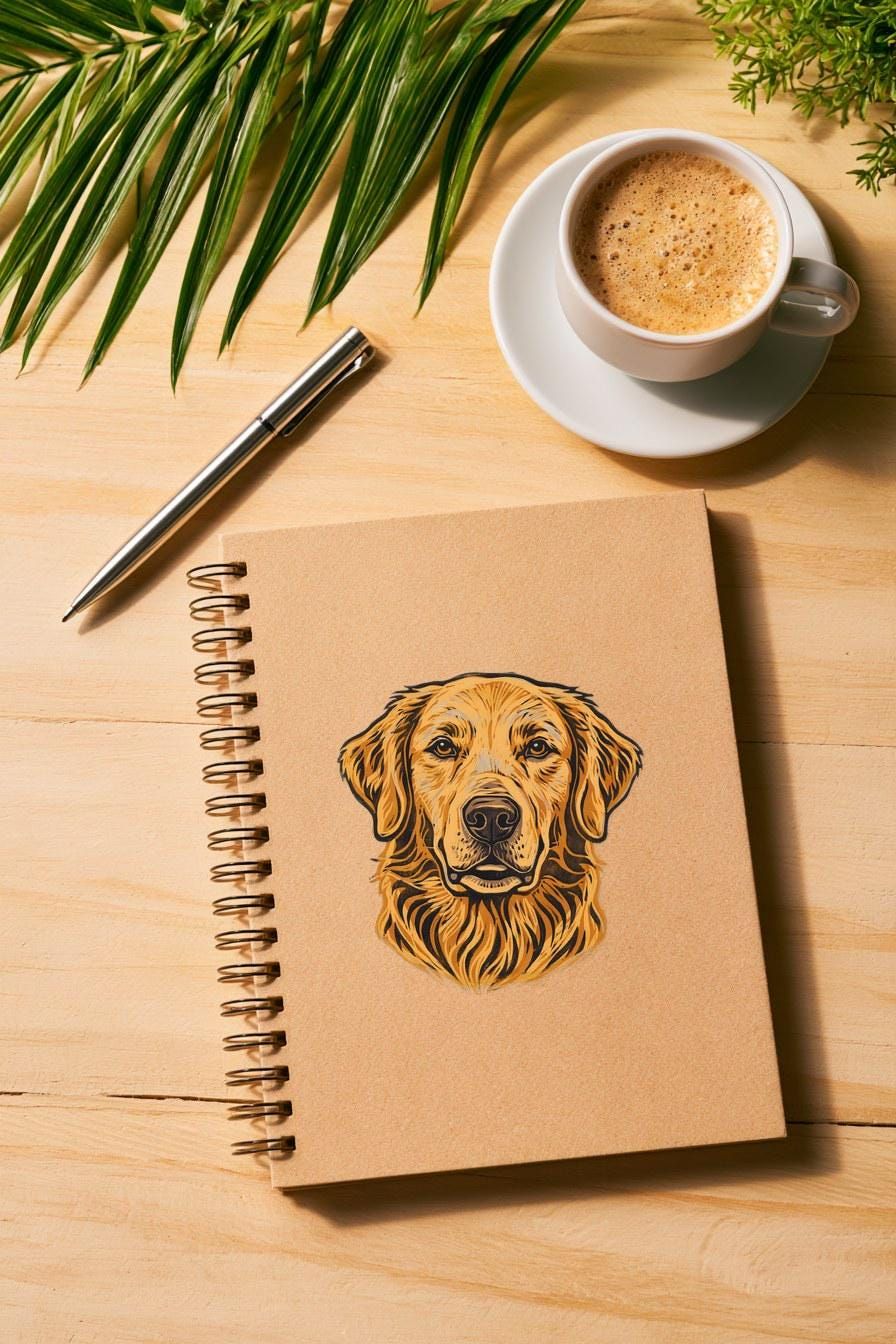 Golden Retriever Linocut Clipart — animal clipart clipart by Brunelvi — view 4