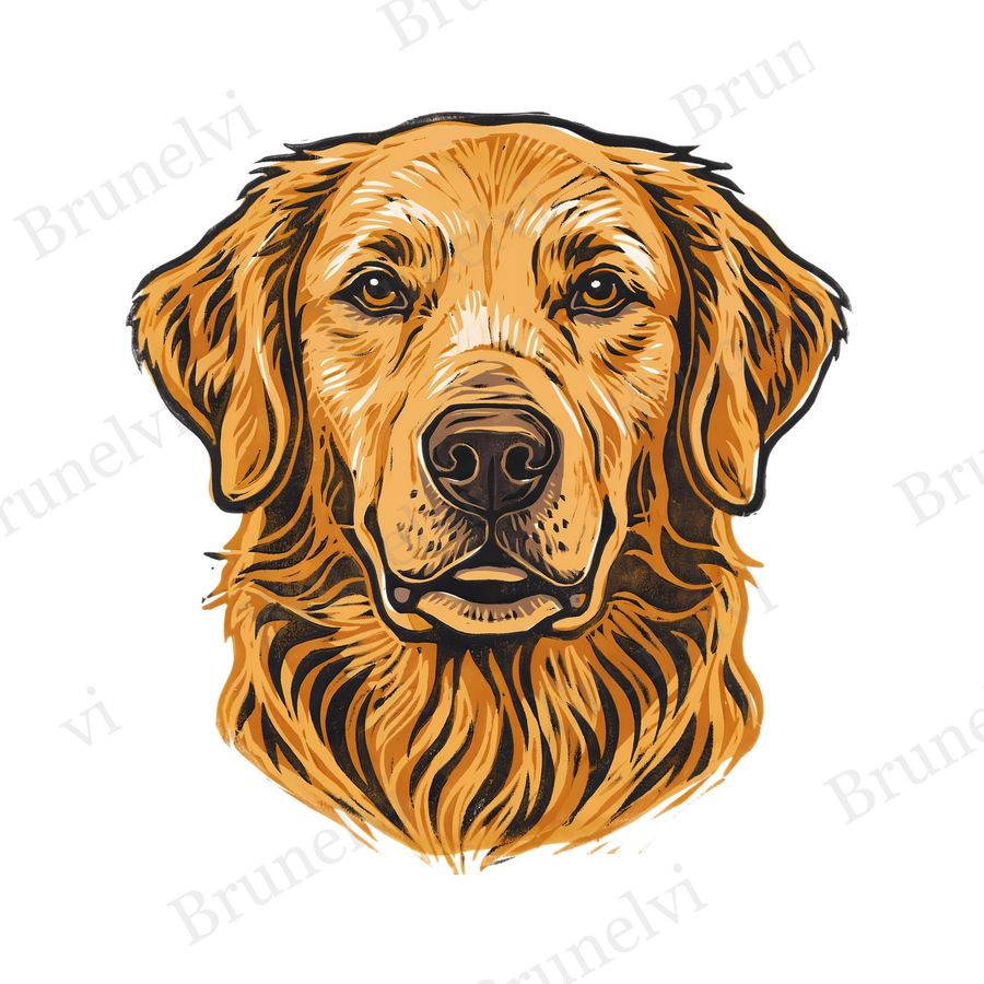 Golden Retriever Linocut Clipart — animal clipart clipart by Brunelvi