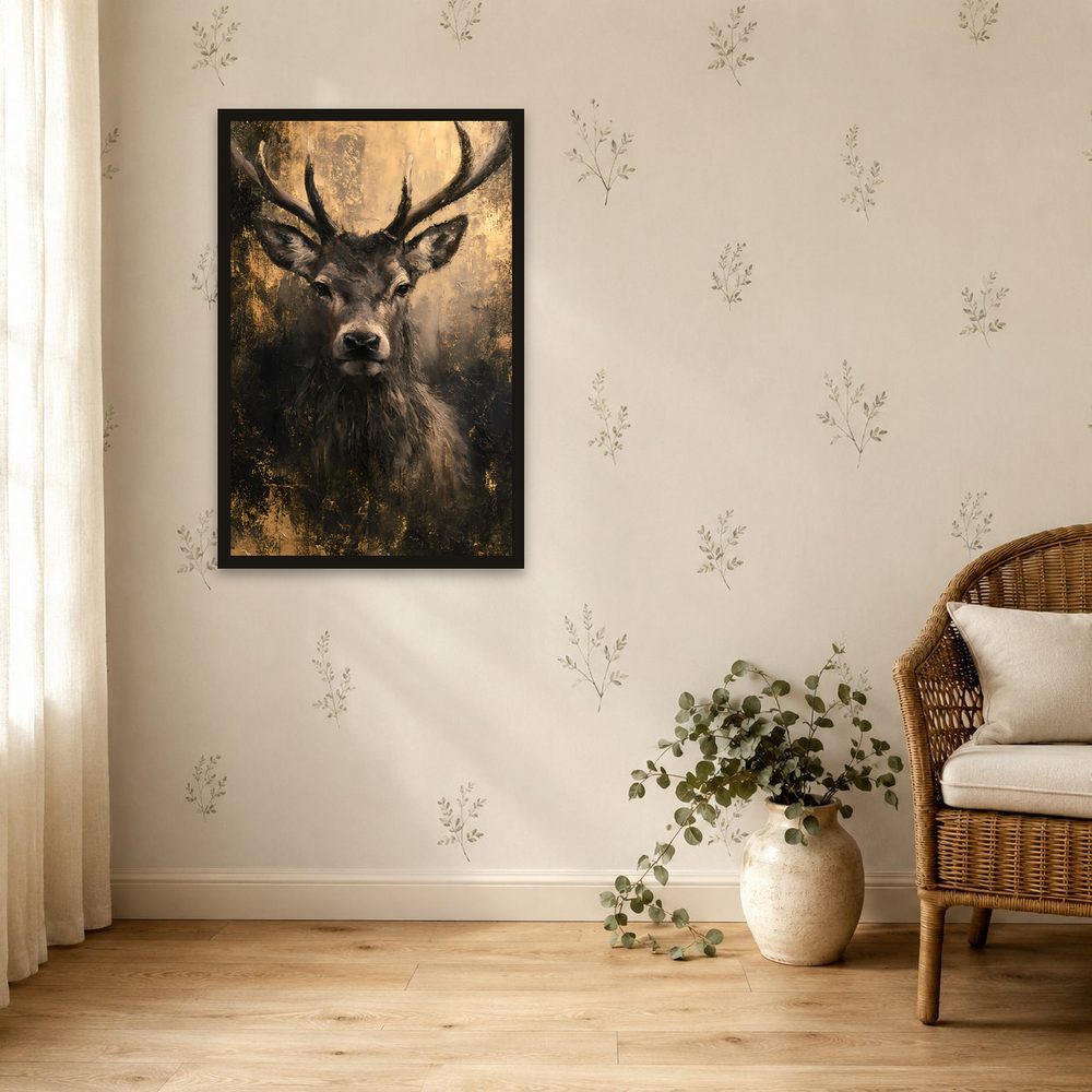 Golden Stag impasto oil painting wall art by Brunelvi — Ansicht 4