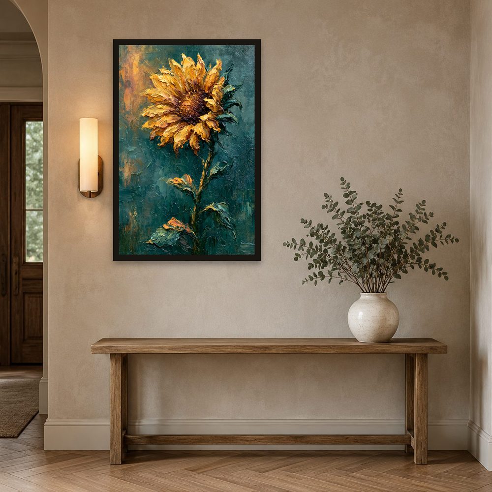 Golden Sunflower impasto oil painting wall art by Brunelvi — Ansicht 2