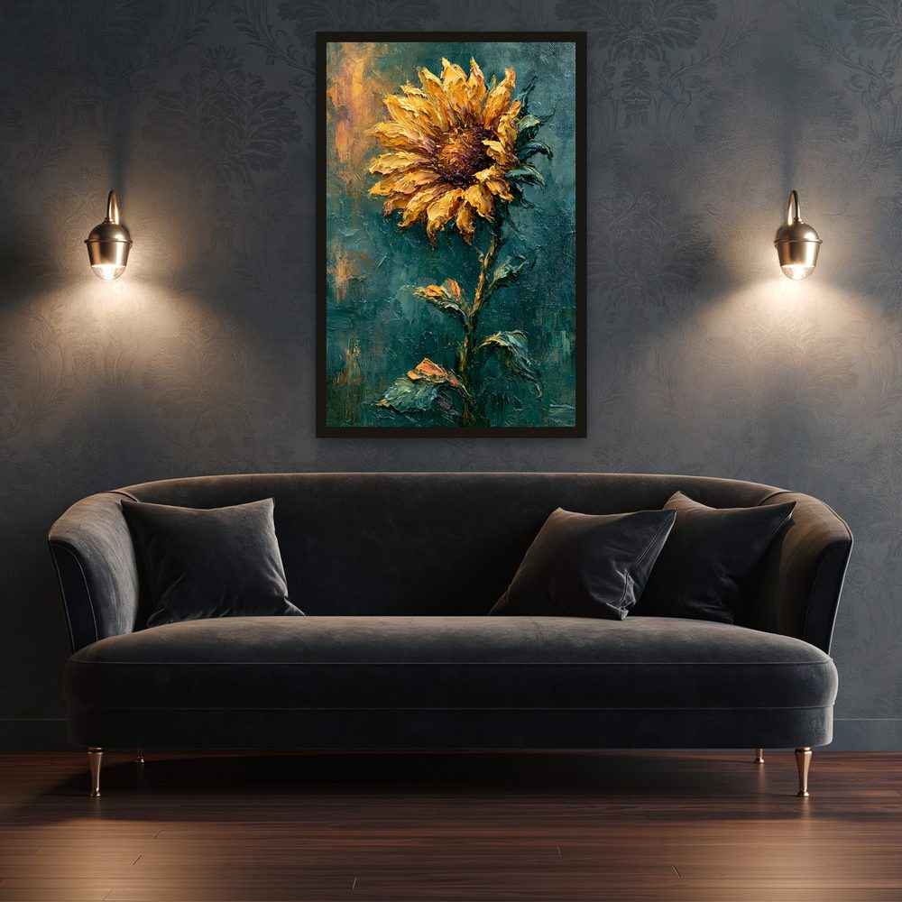 Golden Sunflower impasto oil painting wall art by Brunelvi — Ansicht 3