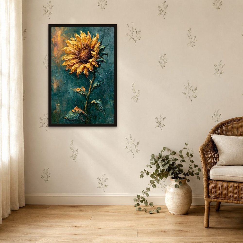Golden Sunflower impasto oil painting wall art by Brunelvi — Ansicht 4