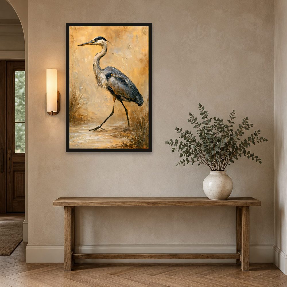 Great Blue Heron impasto oil painting wall art by Brunelvi — Ansicht 2