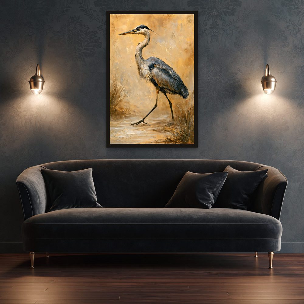 Great Blue Heron impasto oil painting wall art by Brunelvi — Ansicht 3