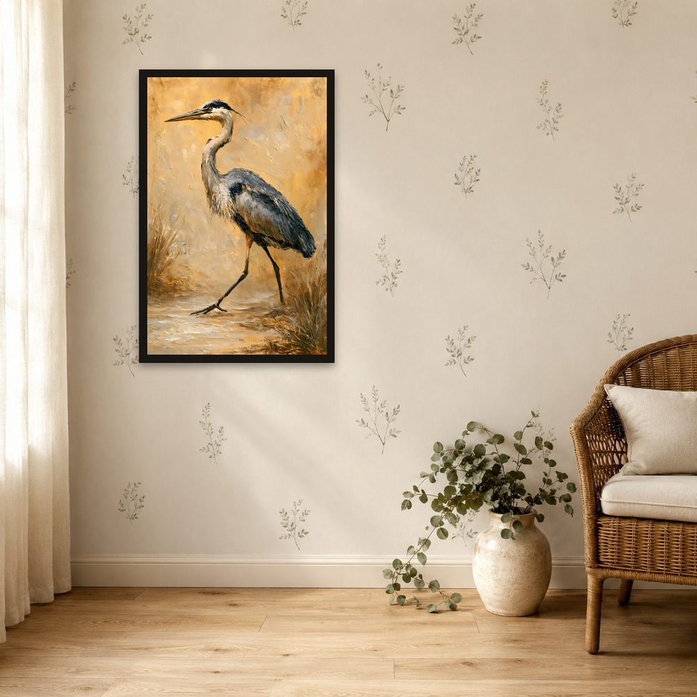 Great Blue Heron impasto oil painting wall art by Brunelvi — Ansicht 4