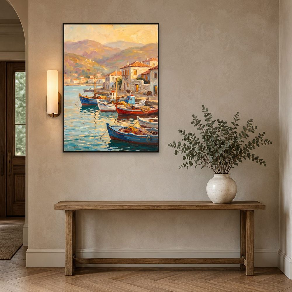 Greek Fishing Harbor — landscapes wall art print by Brunelvi — view 3