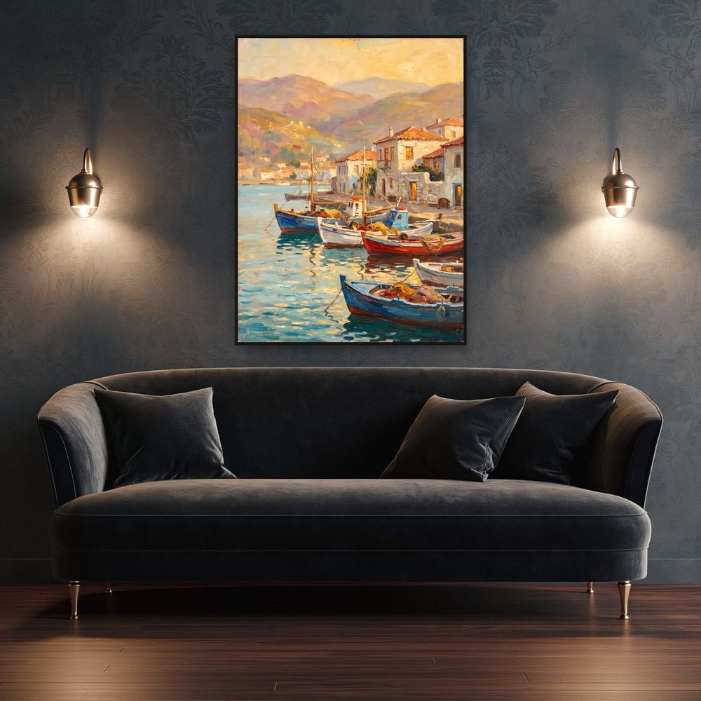 Greek Fishing Harbor — landscapes wall art print by Brunelvi — view 4