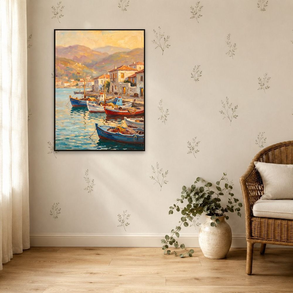 Greek Fishing Harbor — landscapes wall art print by Brunelvi — view 5