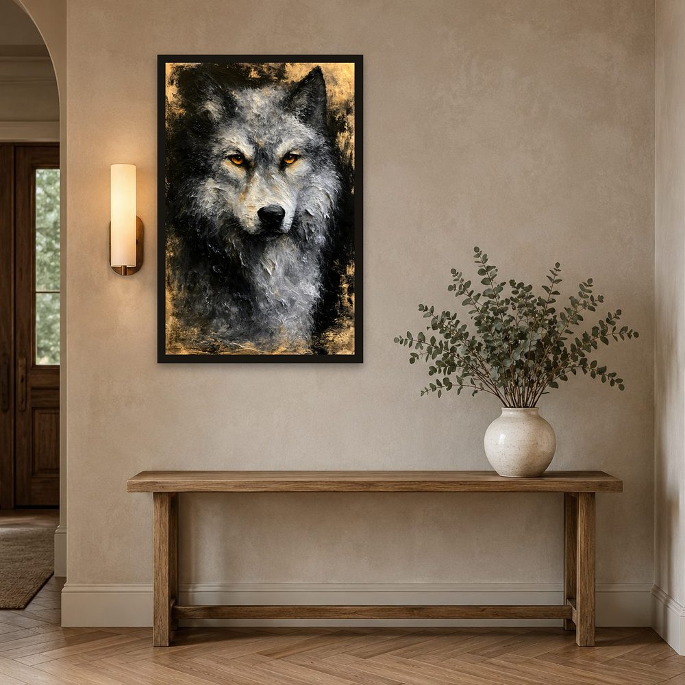 Grey Wolf impasto oil painting wall art by Brunelvi — Ansicht 2