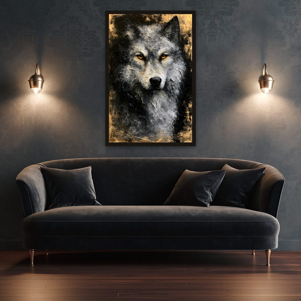 Grey Wolf impasto oil painting wall art by Brunelvi — Ansicht 3