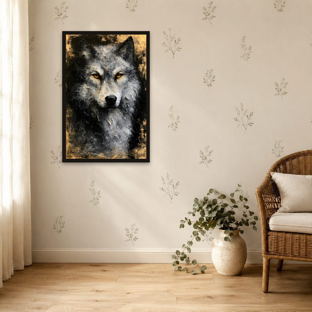 Grey Wolf impasto oil painting wall art by Brunelvi — Ansicht 4