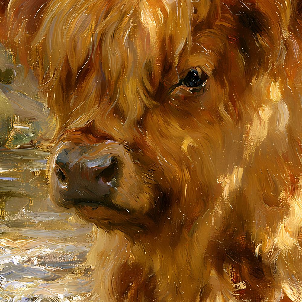 Highland Calf and Frog — animals wall art print by Brunelvi — view 2