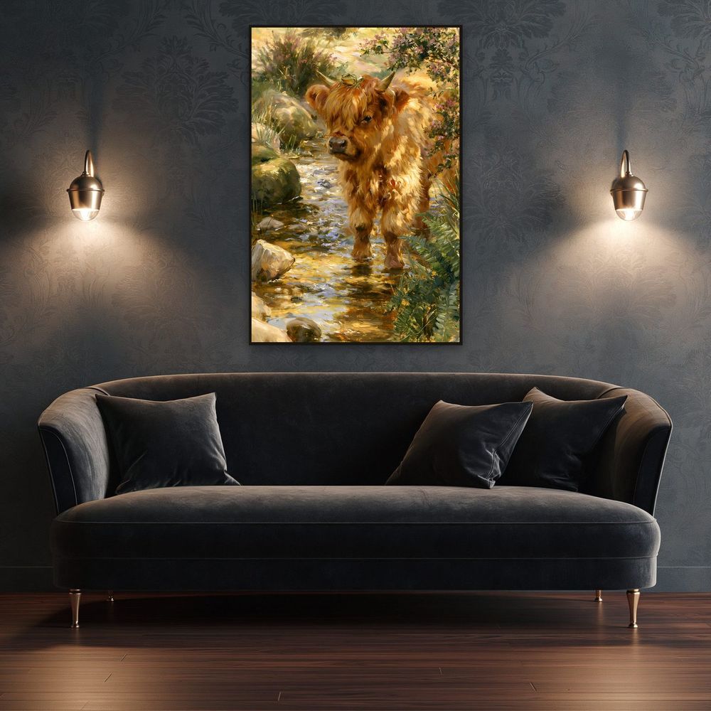 Highland Calf and Frog — animals wall art print by Brunelvi — view 4