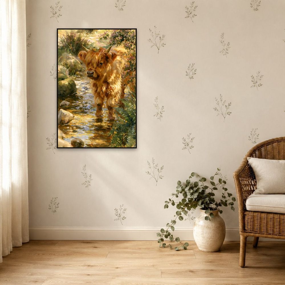Highland Calf and Frog — animals wall art print by Brunelvi — view 5