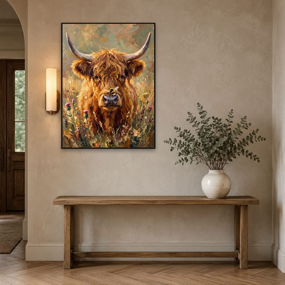 Highland Cow Bumblebee — animals wall art print by Brunelvi — view 3