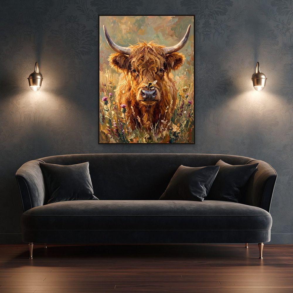 Highland Cow Bumblebee — animals wall art print by Brunelvi — view 4