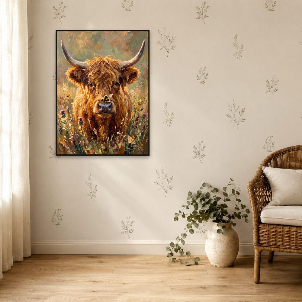 Highland Cow Bumblebee — animals wall art print by Brunelvi — view 5
