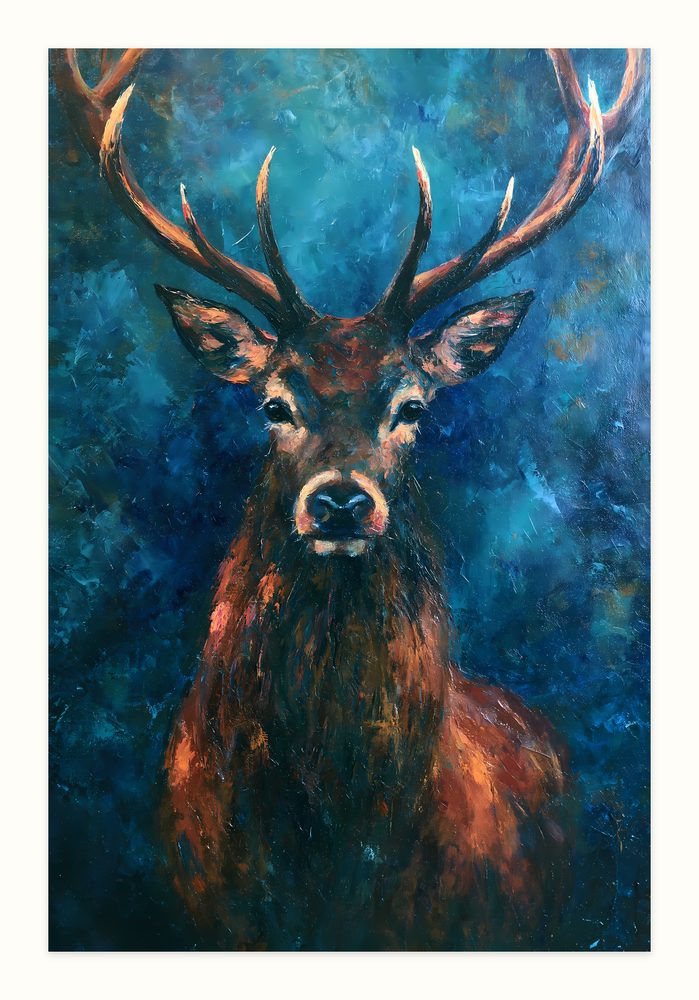 Highland Stag impasto oil painting wall art by Brunelvi