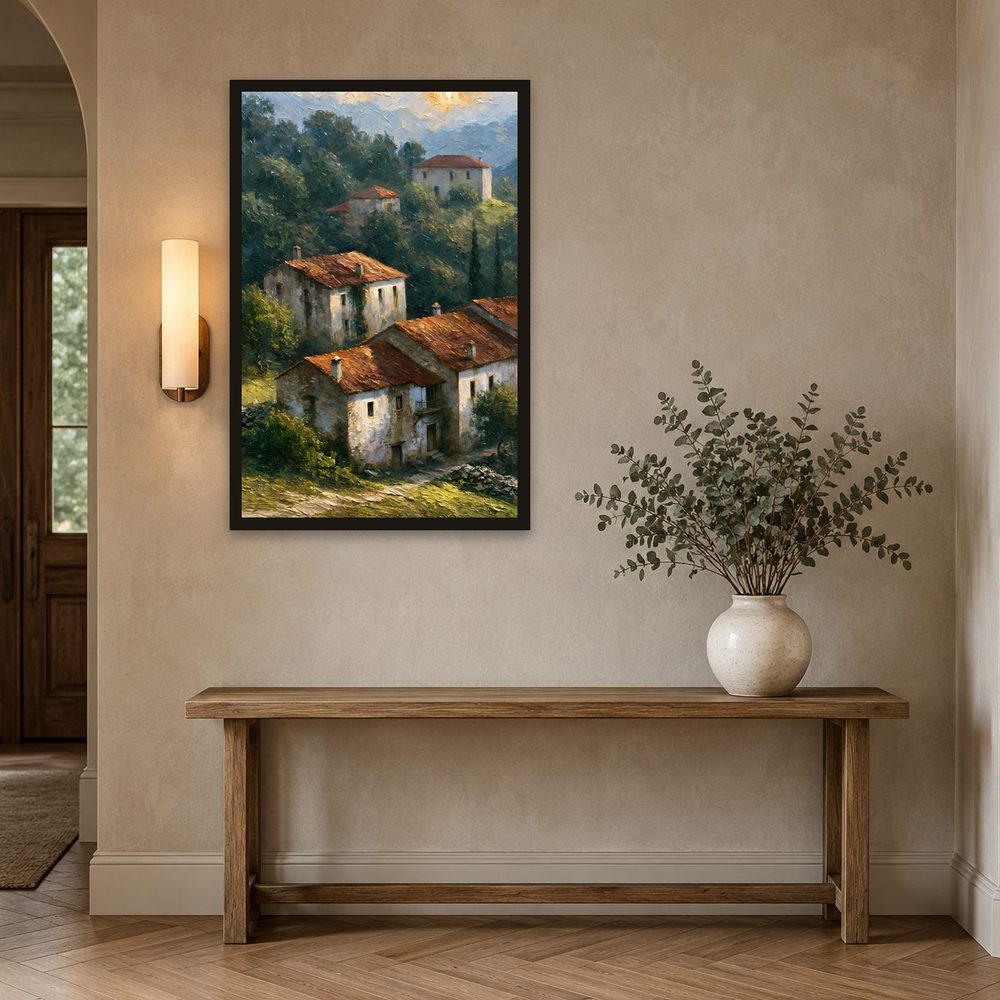 Hillside Village impasto oil painting wall art by Brunelvi — Ansicht 2