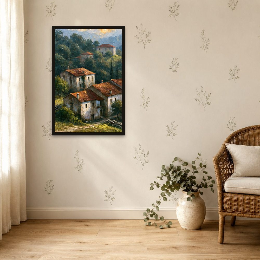 Hillside Village impasto oil painting wall art by Brunelvi — Ansicht 4