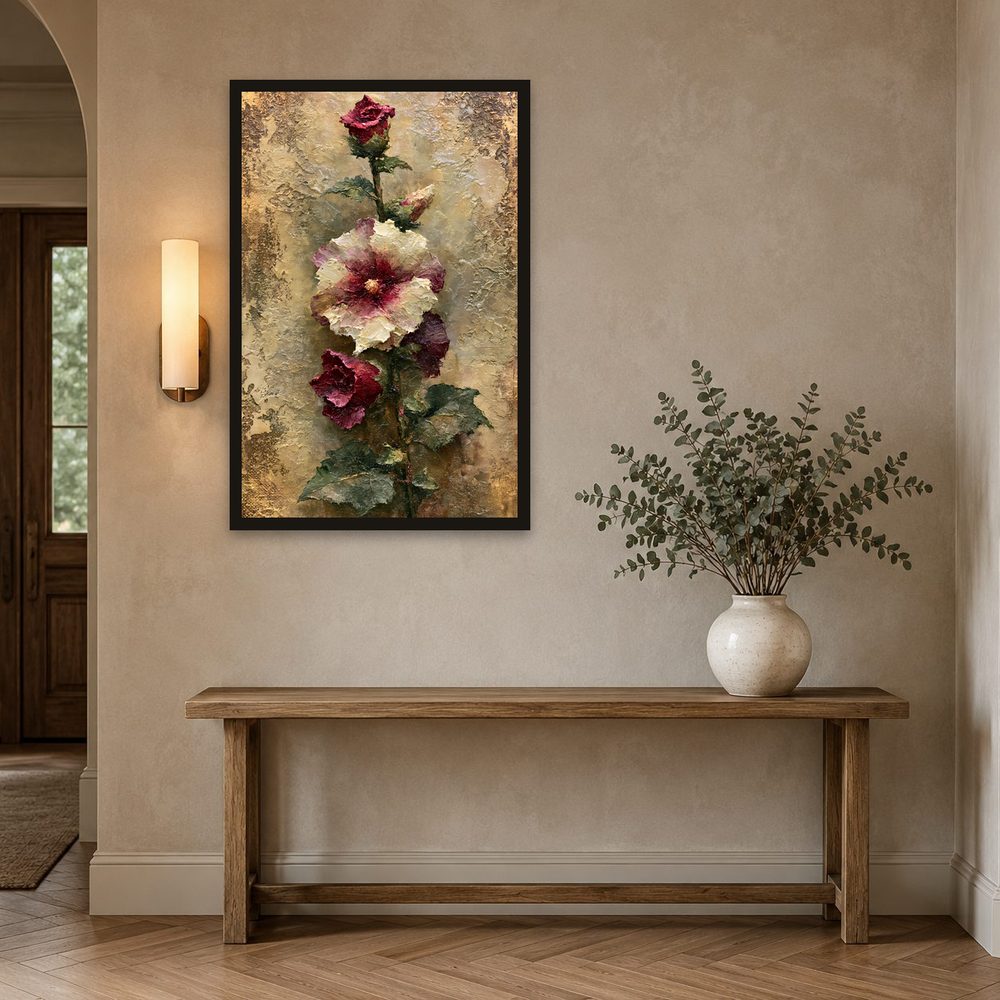 Hollyhock impasto oil painting wall art by Brunelvi — Ansicht 2