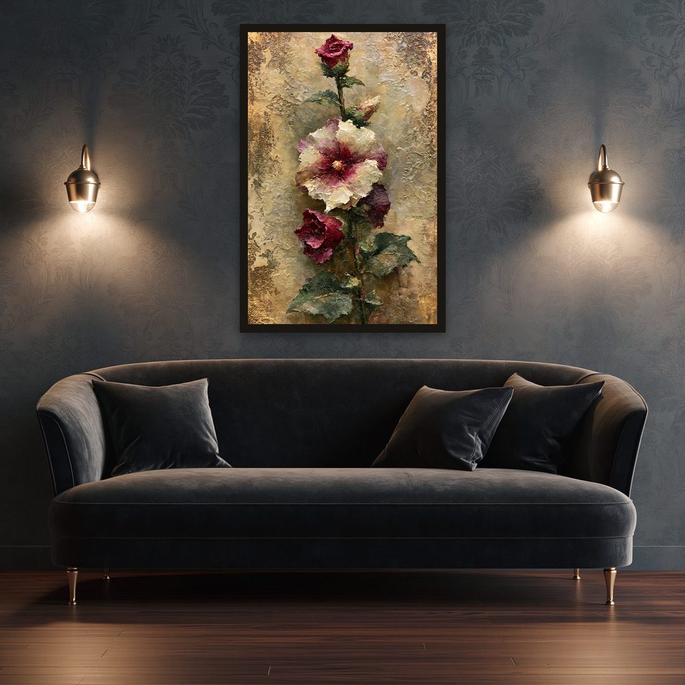 Hollyhock impasto oil painting wall art by Brunelvi — Ansicht 3