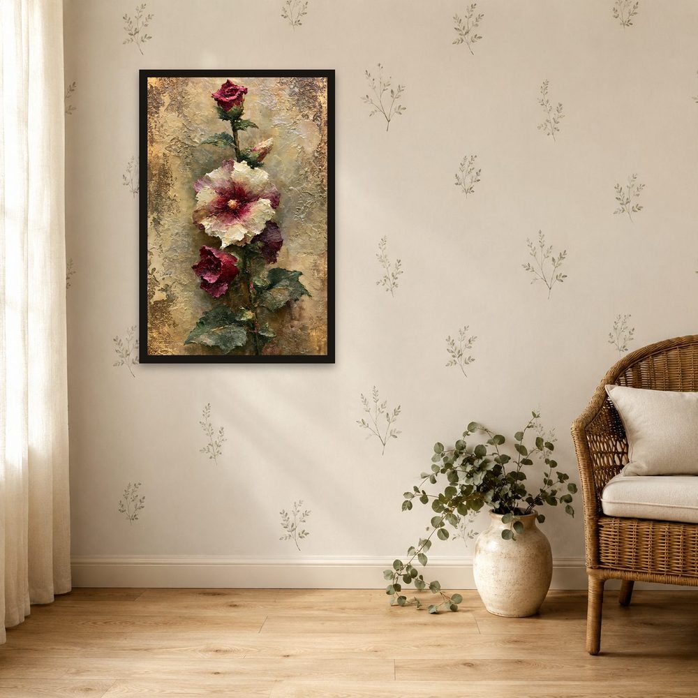 Hollyhock impasto oil painting wall art by Brunelvi — Ansicht 4