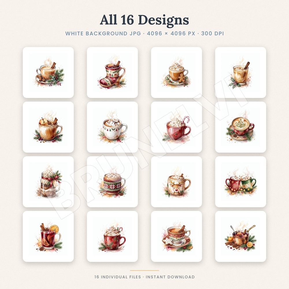 Hot Cocoa Clipart Bundle — jpg bundles (white bg) clipart by Brunelvi — view 2