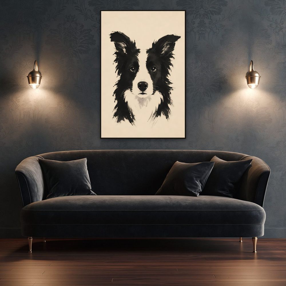 Ink Wash Border Collie — animals wall art print by Brunelvi — view 4