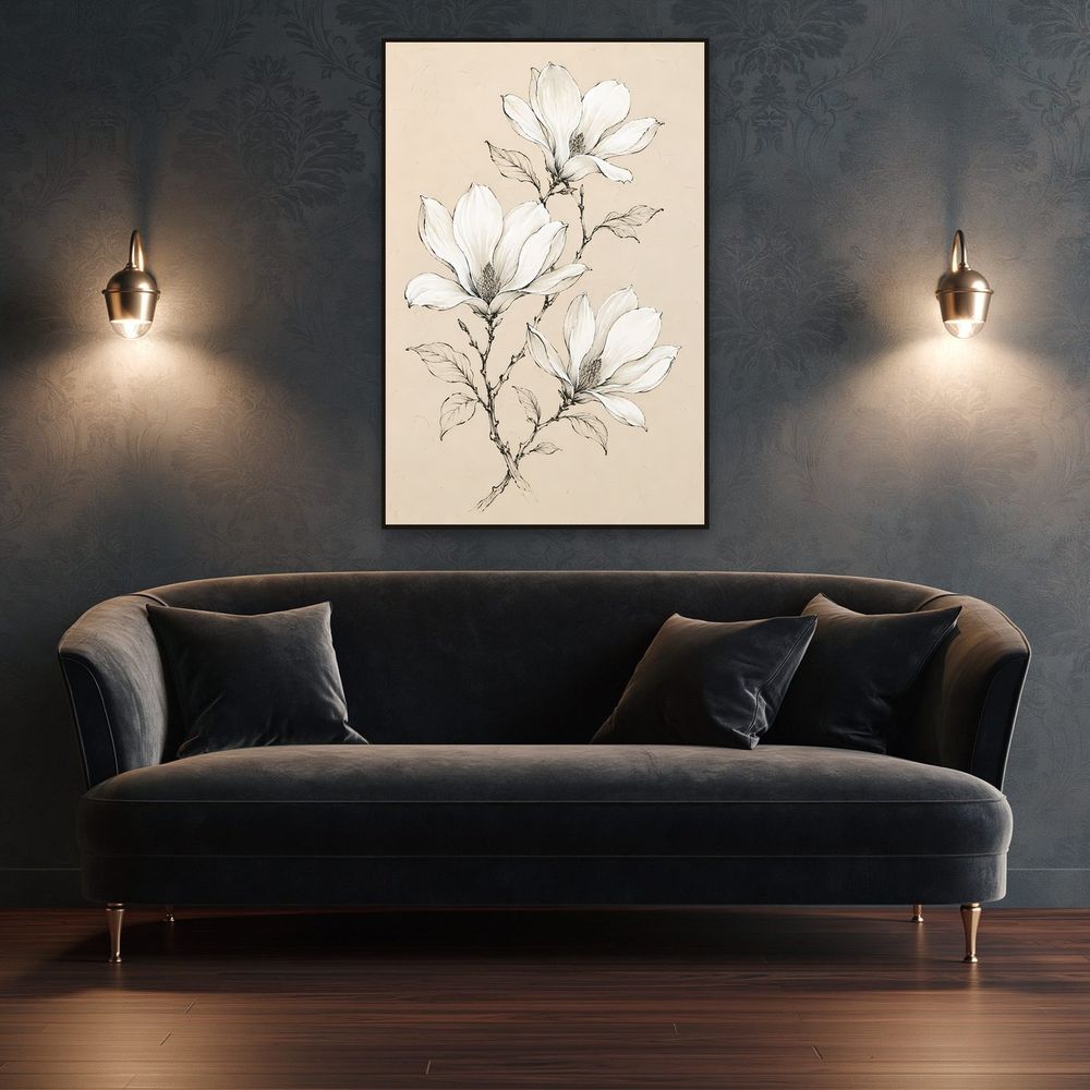 Ivory Ink Magnolias — florals wall art print by Brunelvi — view 4