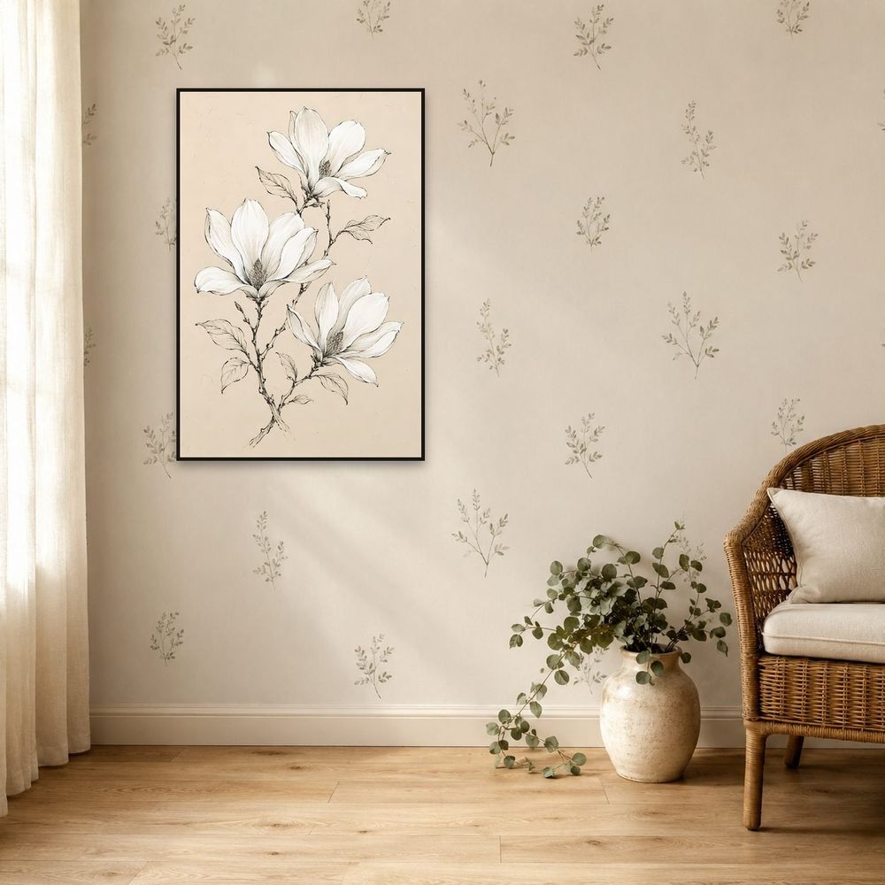 Ivory Ink Magnolias — florals wall art print by Brunelvi — view 5
