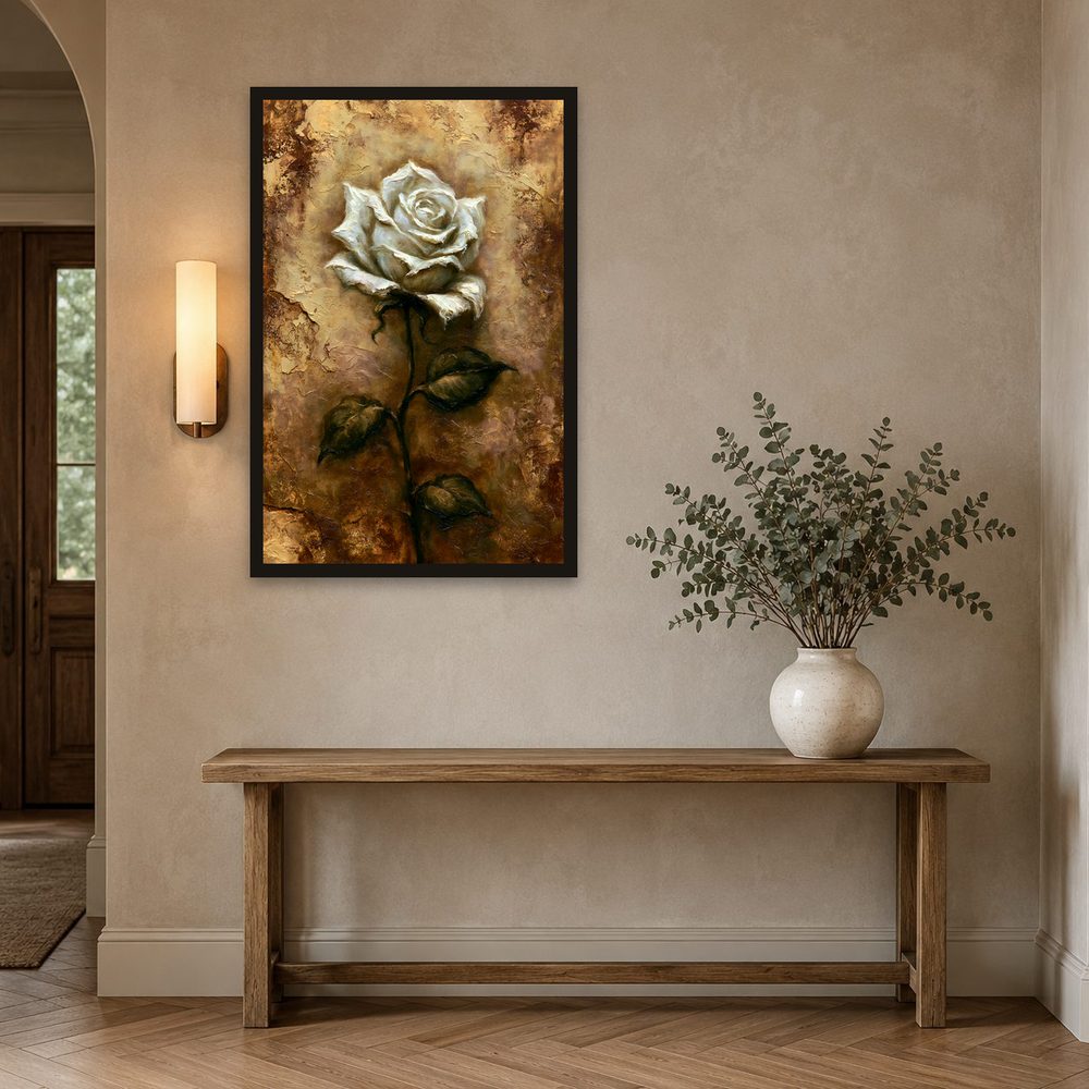 Ivory Rose impasto oil painting wall art by Brunelvi — Ansicht 2